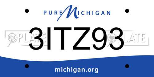 3ITZ93 Michigan License Plate