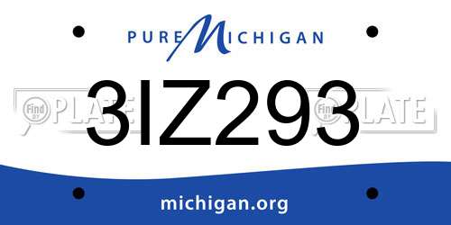 3IZ293 Michigan License Plate