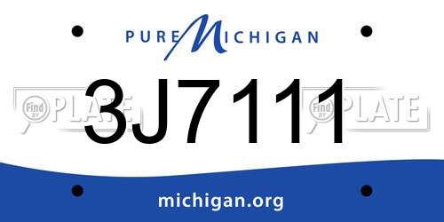 3J7111 Michigan License Plate