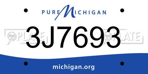 3J7693 Michigan License Plate