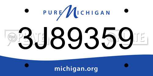3J89359 Michigan License Plate