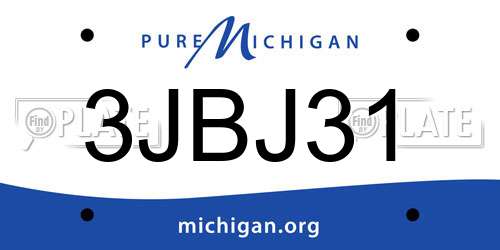 3JBJ31 Michigan License Plate