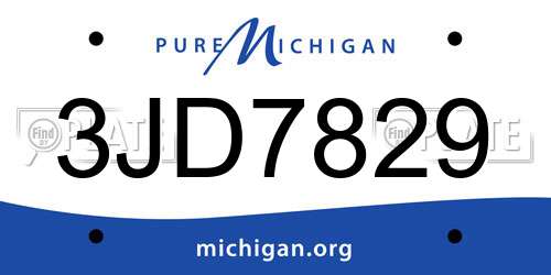 3JD7829 Michigan License Plate