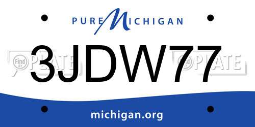 3JDW77 Michigan License Plate