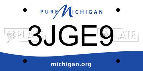 3JGE9 Michigan License Plate
