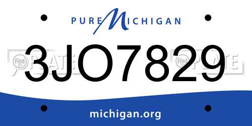 3JO7829 Michigan License Plate