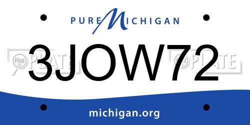 3JOW72 Michigan License Plate