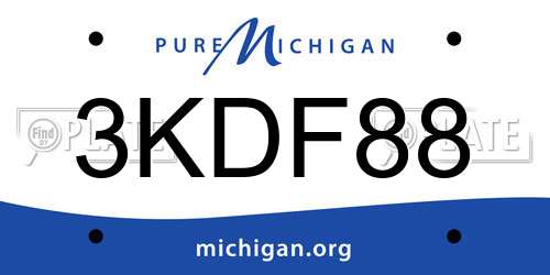 3KDF88 Michigan License Plate