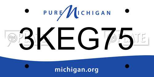 3KEG75 Michigan License Plate