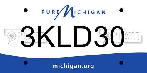3KLD30 Michigan License Plate