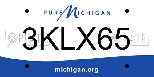 3KLX65 Michigan License Plate