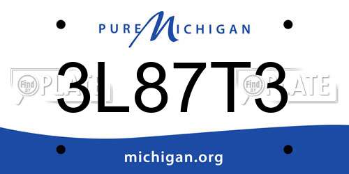 3L87T3 Michigan License Plate