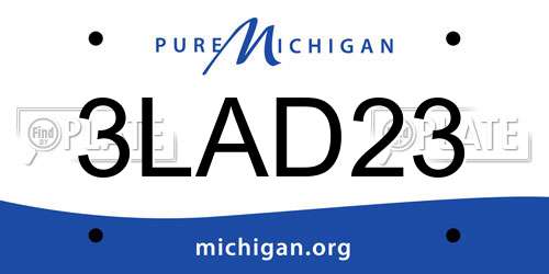 3LAD23 Michigan License Plate