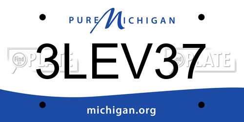 3LEV37 Michigan License Plate