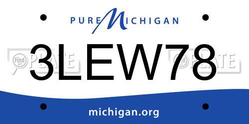 3LEW78 Michigan License Plate