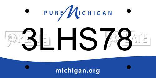 3LHS78 Michigan License Plate