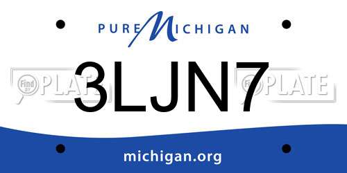 3LJN7 Michigan License Plate