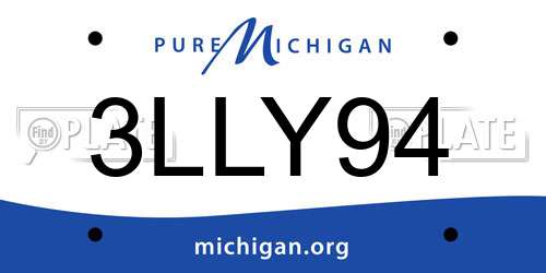 3LLY94 Michigan License Plate