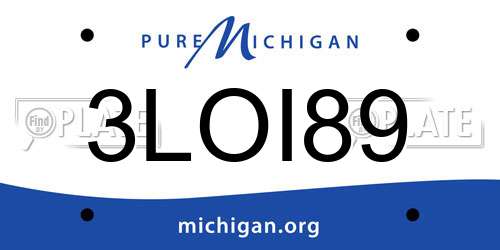 3LOI89 Michigan License Plate