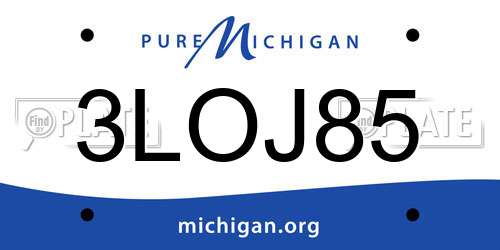 3LOJ85 Michigan License Plate