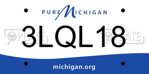 3LQL18 Michigan License Plate