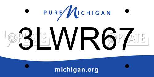 3LWR67 Michigan License Plate