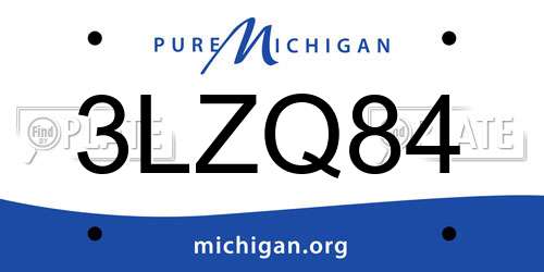 3LZQ84 Michigan License Plate
