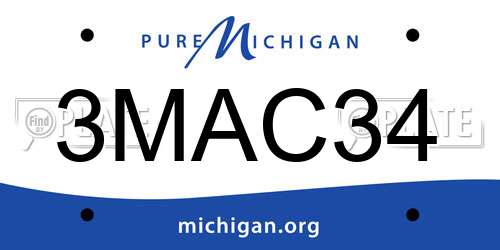 3MAC34 Michigan License Plate