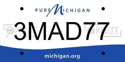 3MAD77 Michigan License Plate