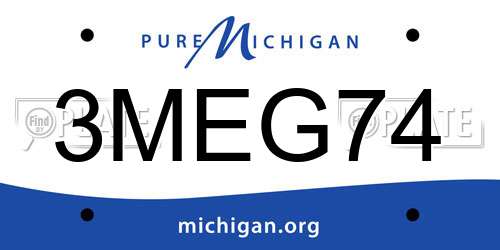 3MEG74 Michigan License Plate