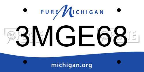 3MGE68 Michigan License Plate
