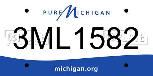 3ML1582 Michigan License Plate