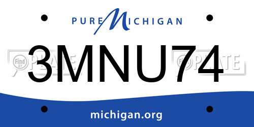 3MNU74 Michigan License Plate