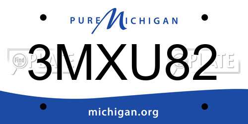 3MXU82 Michigan License Plate