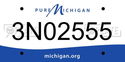 3N02555 Michigan License Plate