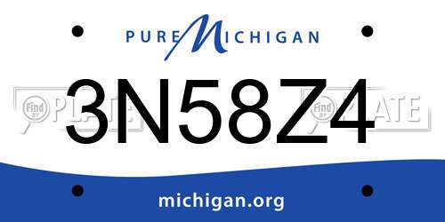 3N58Z4 Michigan License Plate