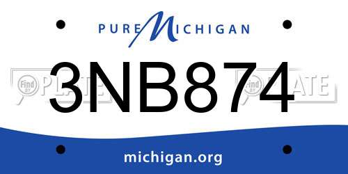 3NB874 Michigan License Plate