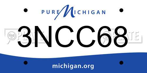 3NCC68 Michigan License Plate
