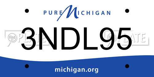 3NDL95 Michigan License Plate