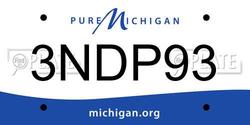 3NDP93 Michigan License Plate