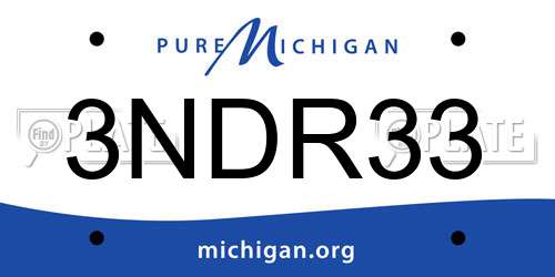 3NDR33 Michigan License Plate