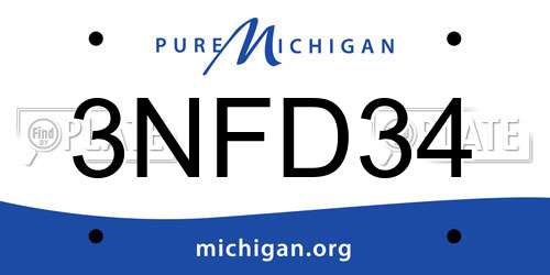 3NFD34 Michigan License Plate