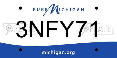 3NFY71 Michigan License Plate