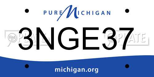 3NGE37 Michigan License Plate