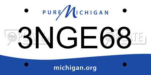 3NGE68 Michigan License Plate