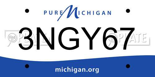 3NGY67 Michigan License Plate