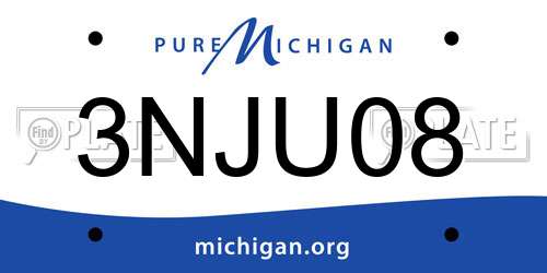 3NJU08 Michigan License Plate