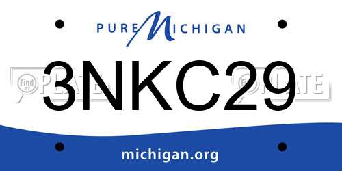 3NKC29 Michigan License Plate