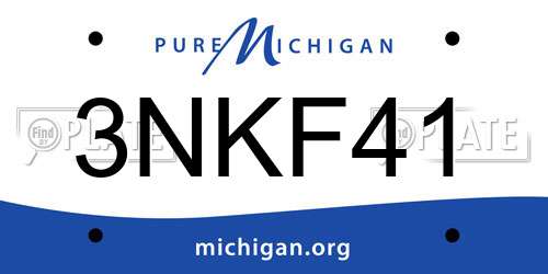 3NKF41 Michigan License Plate