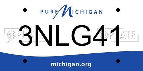 3NLG41 Michigan License Plate